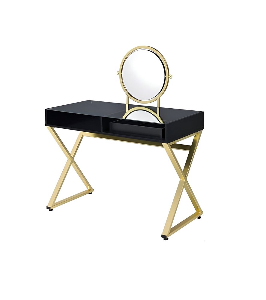 Black and Gold Mirrored Dresser - 42-inch