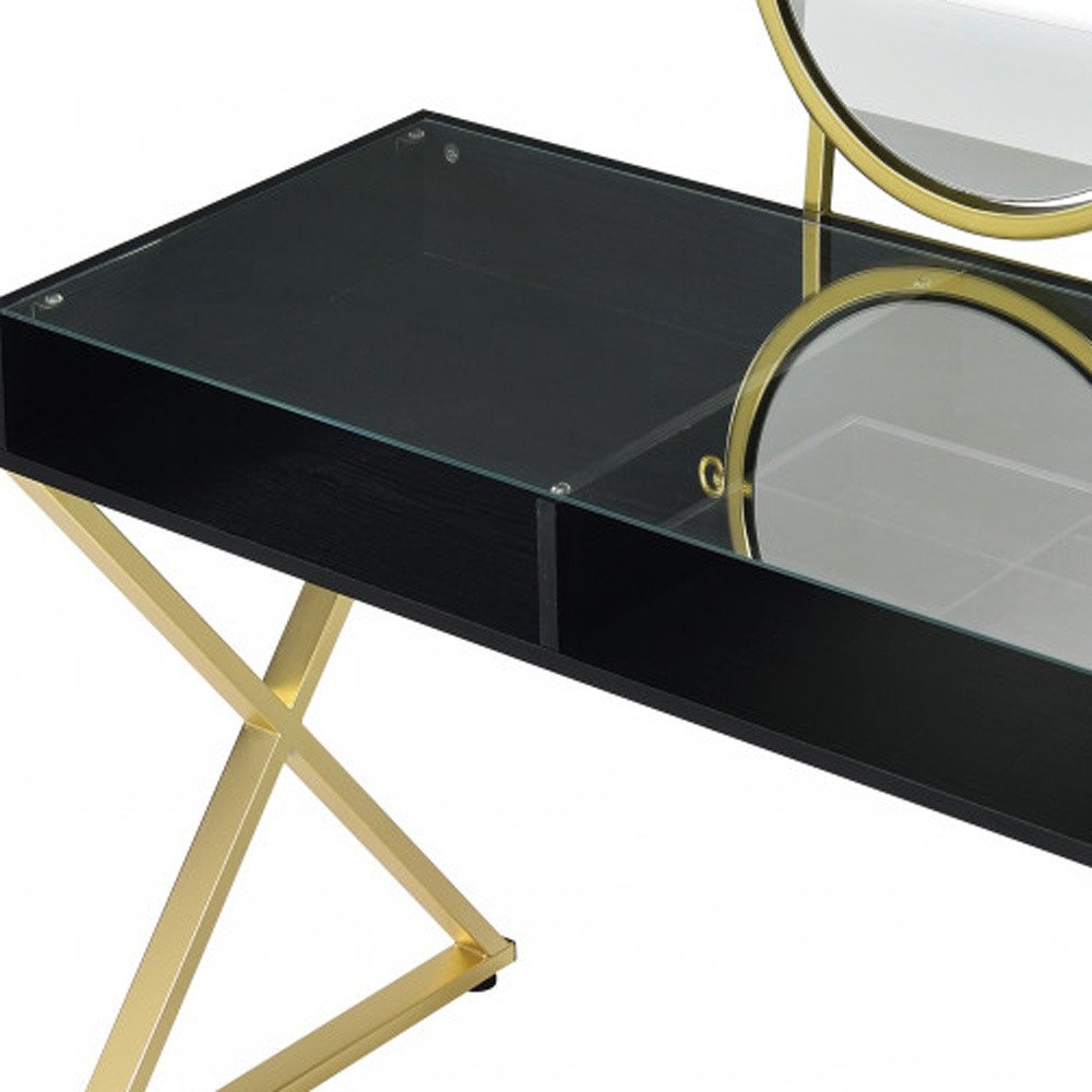 Black and Gold Mirrored Dresser - 42-inch