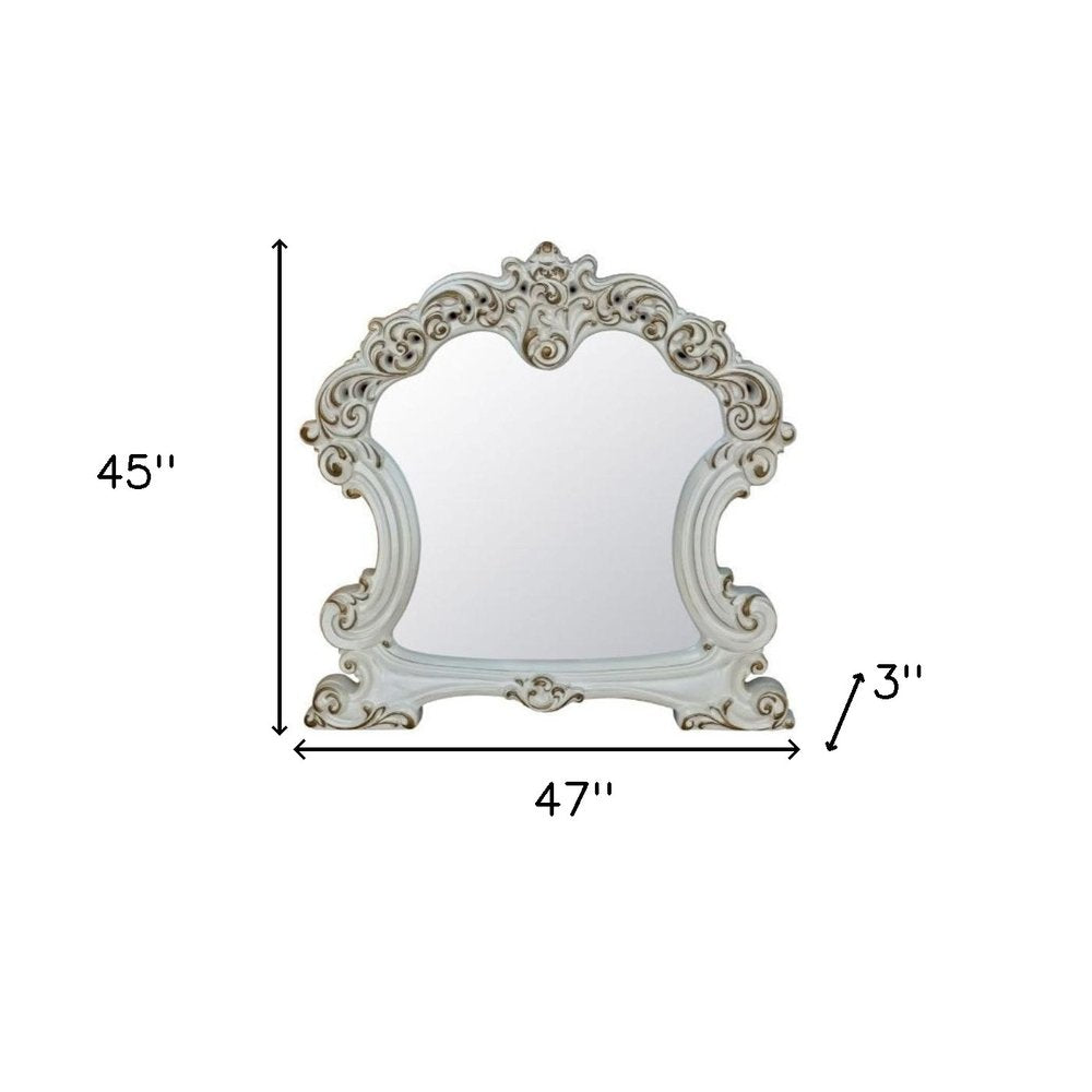 White Abstract Wood Framed Mounted Dresser Mirror - 45-inch