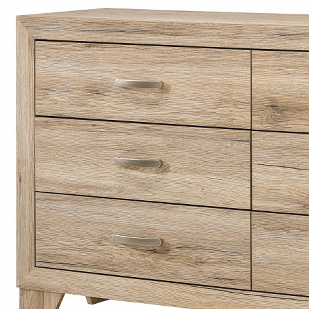 Natural Brown Manufactured Wood Six Drawer Double Dresser - 59-inch