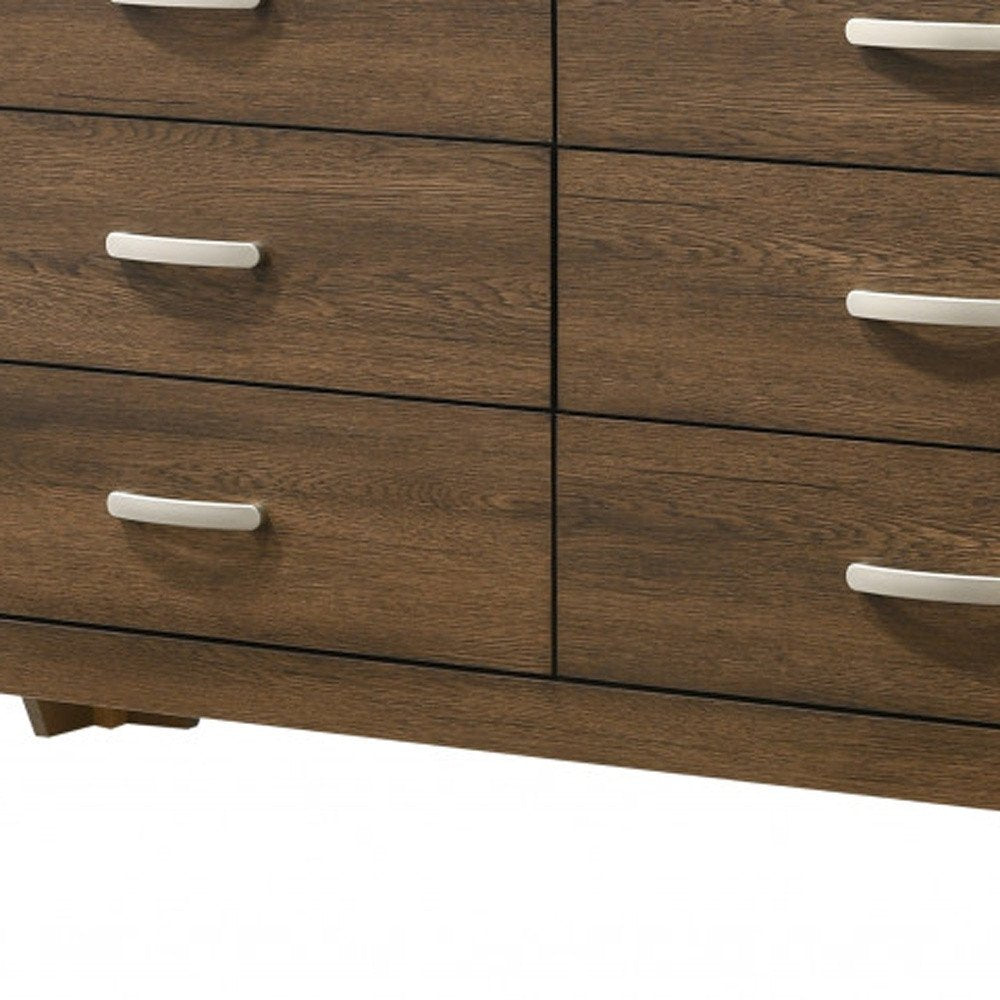 Natural Brown Manufactured Wood Six Drawer Double Dresser - 59-inch