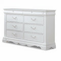 White Solid Wood Eight Drawer Double Dresser - 56-inch