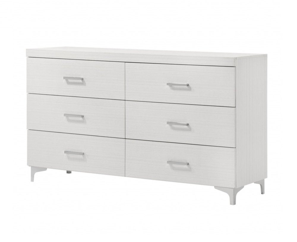 White Solid and Manufactured Wood Six Drawer Double Dresser - 58-inch