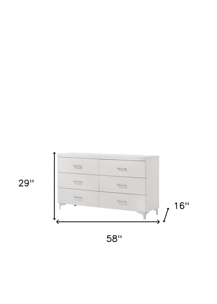White Solid and Manufactured Wood Six Drawer Double Dresser - 58-inch