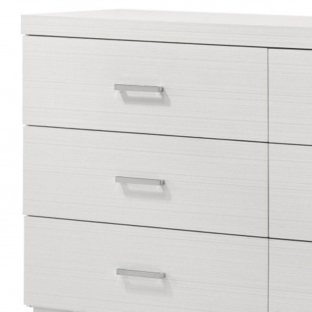 White Solid and Manufactured Wood Six Drawer Double Dresser - 58-inch