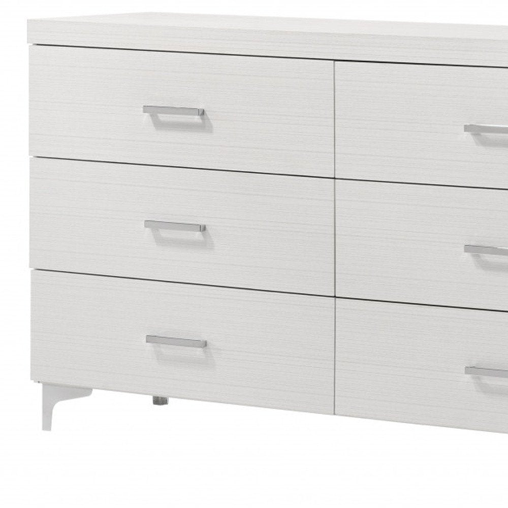 White Solid and Manufactured Wood Six Drawer Double Dresser - 58-inch