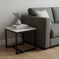 Black and White Stone and Metal Square End Table - 15-inch