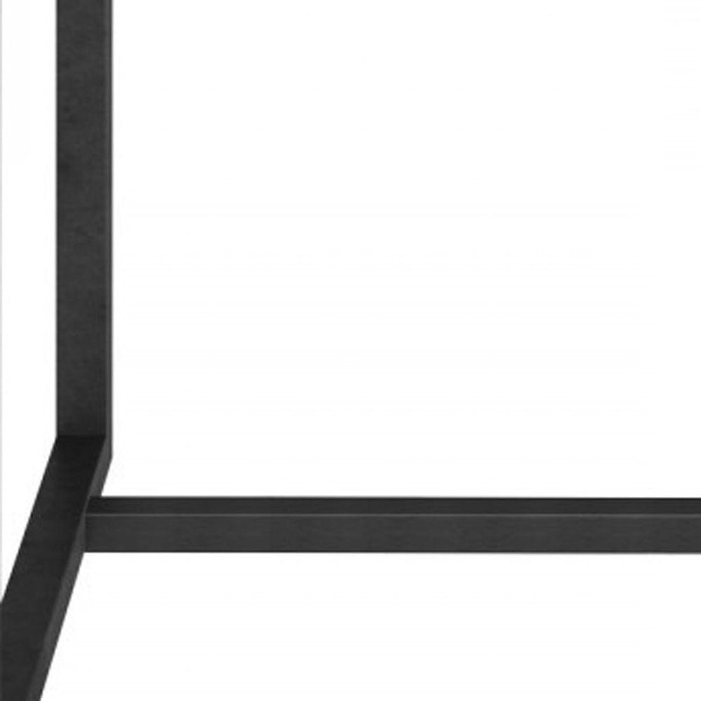 Black and White Stone and Metal Square End Table - 15-inch