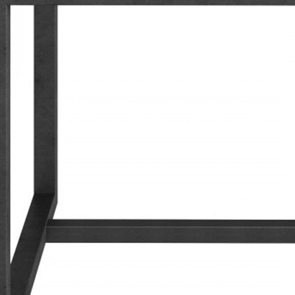 Black and White Stone and Metal Square End Table - 15-inch