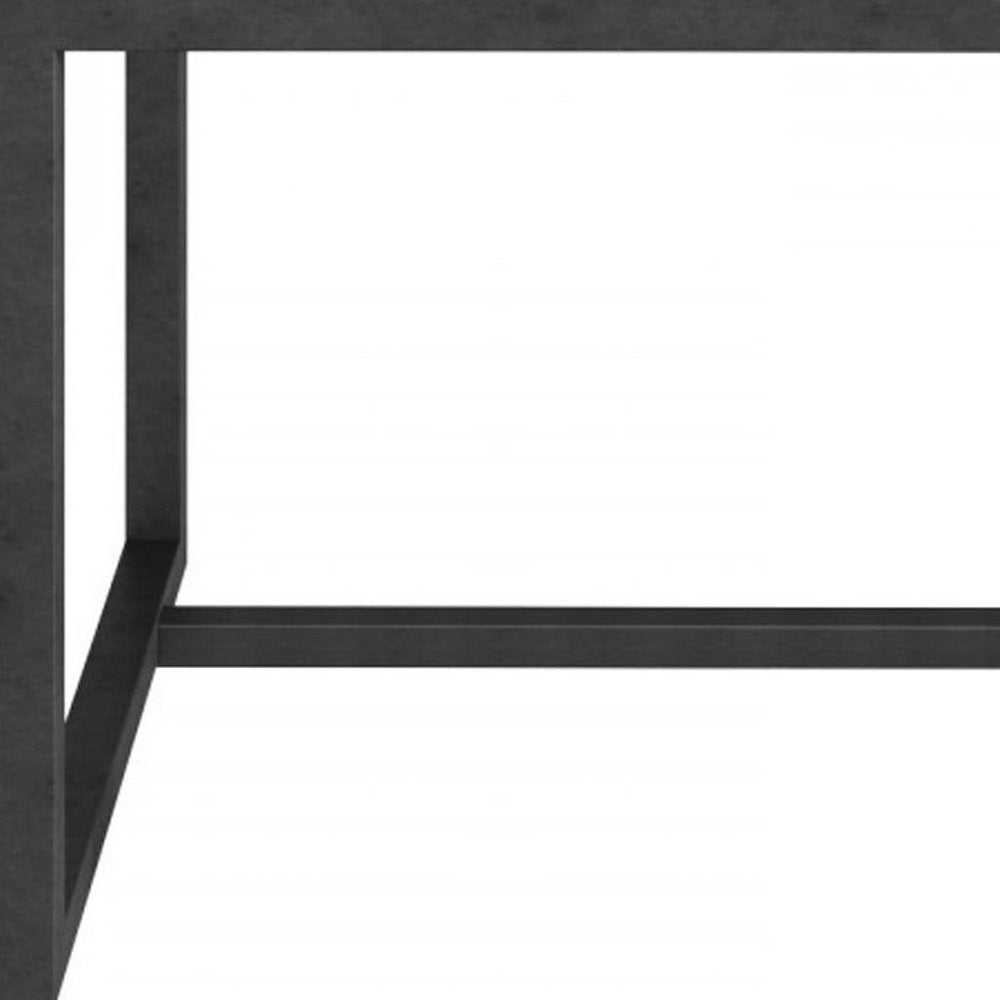 Black and White Stone and Metal Square End Table - 15-inch
