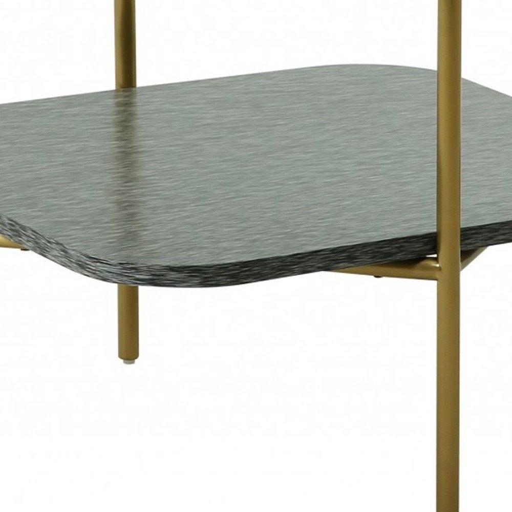 Gold and Clear Glass and Metal Square End Table with Shelf - 20-inch