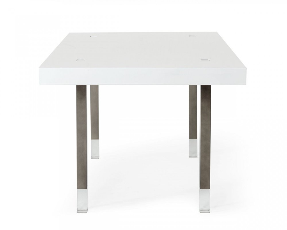 White and Gray Stainless Steel Dining Table - 95-inch