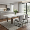 White and Gray Stainless Steel Dining Table - 95-inch