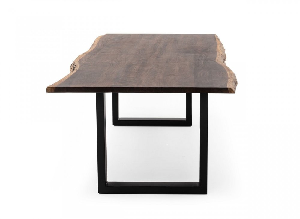 Brown and Black Solid Wood and Metal Sled Base Dining Table - 102-inch