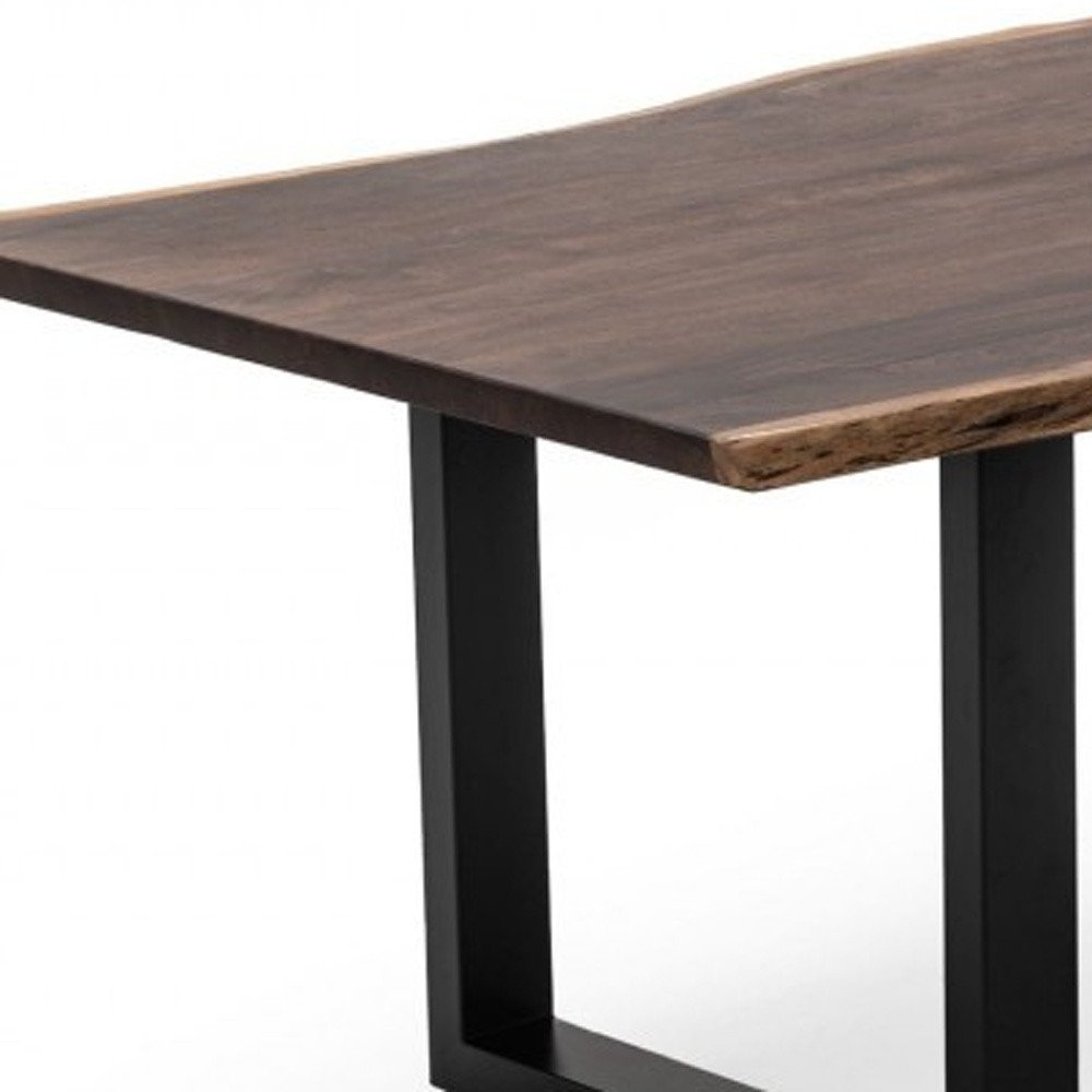 Brown and Black Solid Wood and Metal Sled Base Dining Table - 102-inch