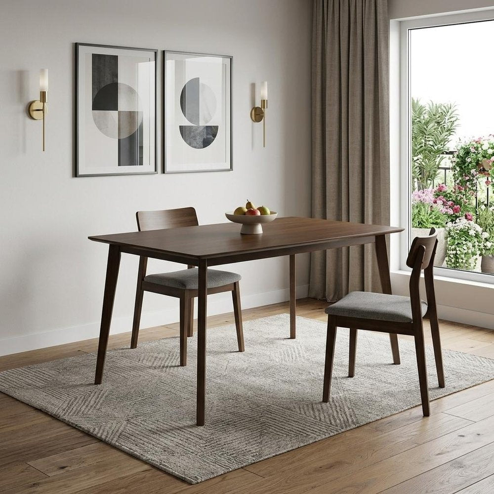 Brown Solid Wood Dining Table - 59-inch