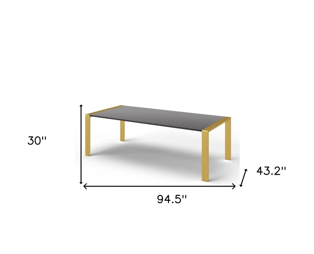 Gray and Brass Stainless Steel Dining Table - 95-inch