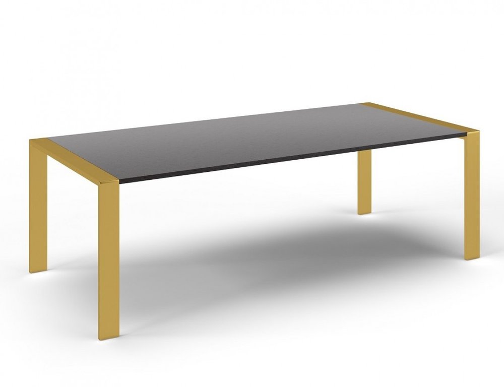 Gray and Brass Stainless Steel Dining Table - 95-inch