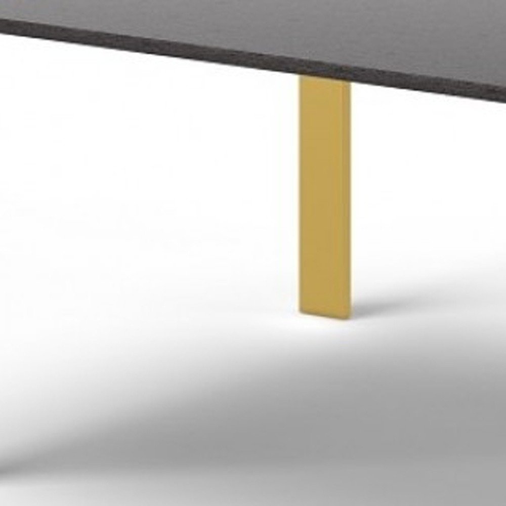Gray and Brass Stainless Steel Dining Table - 95-inch