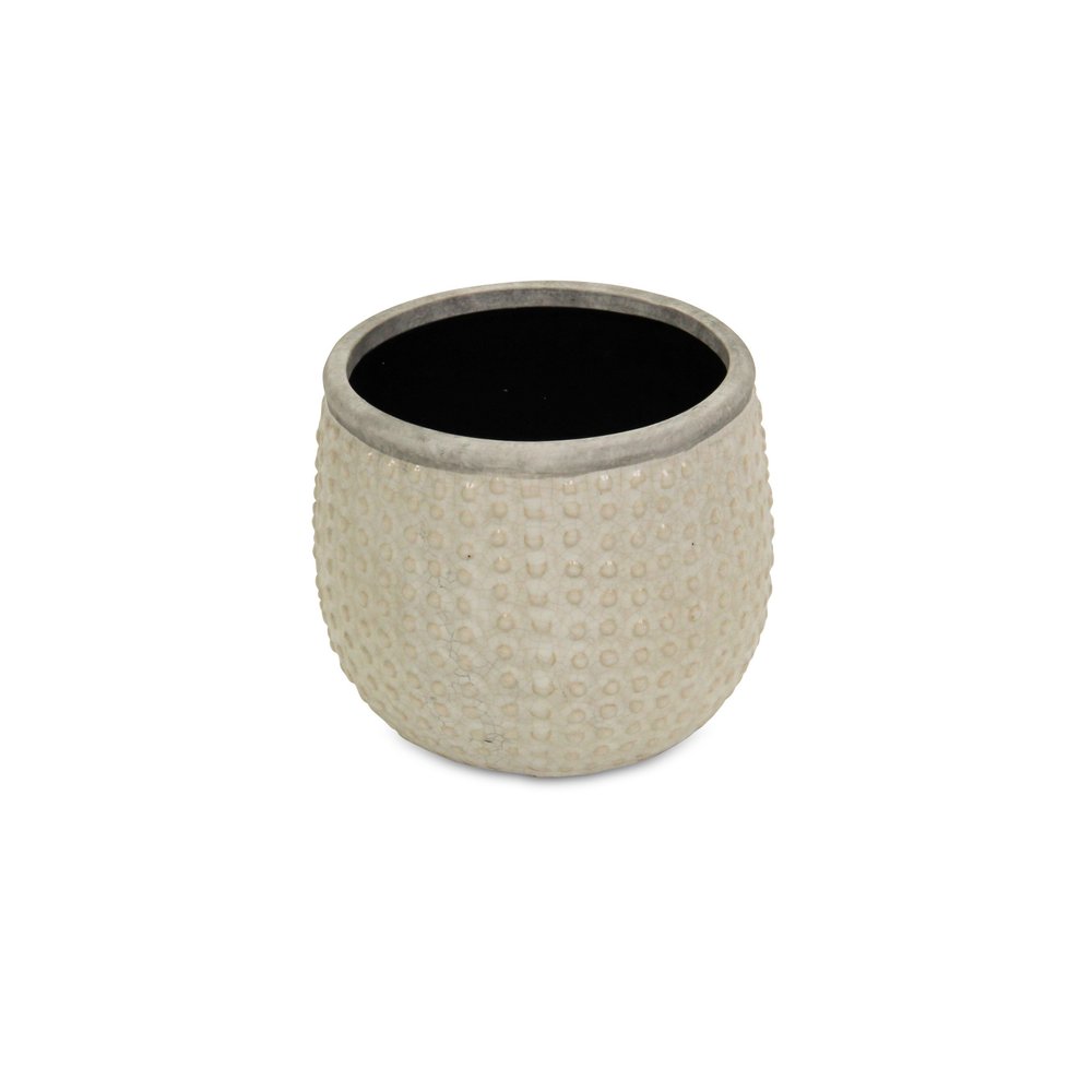 Beige Dot Ceramic Indoor Outdoor Round Pot Planter - 6-inch