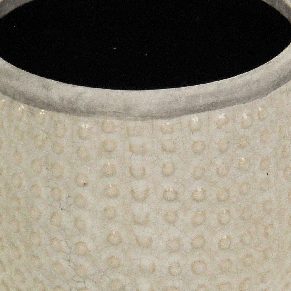 Beige Dot Ceramic Indoor Outdoor Round Pot Planter - 6-inch