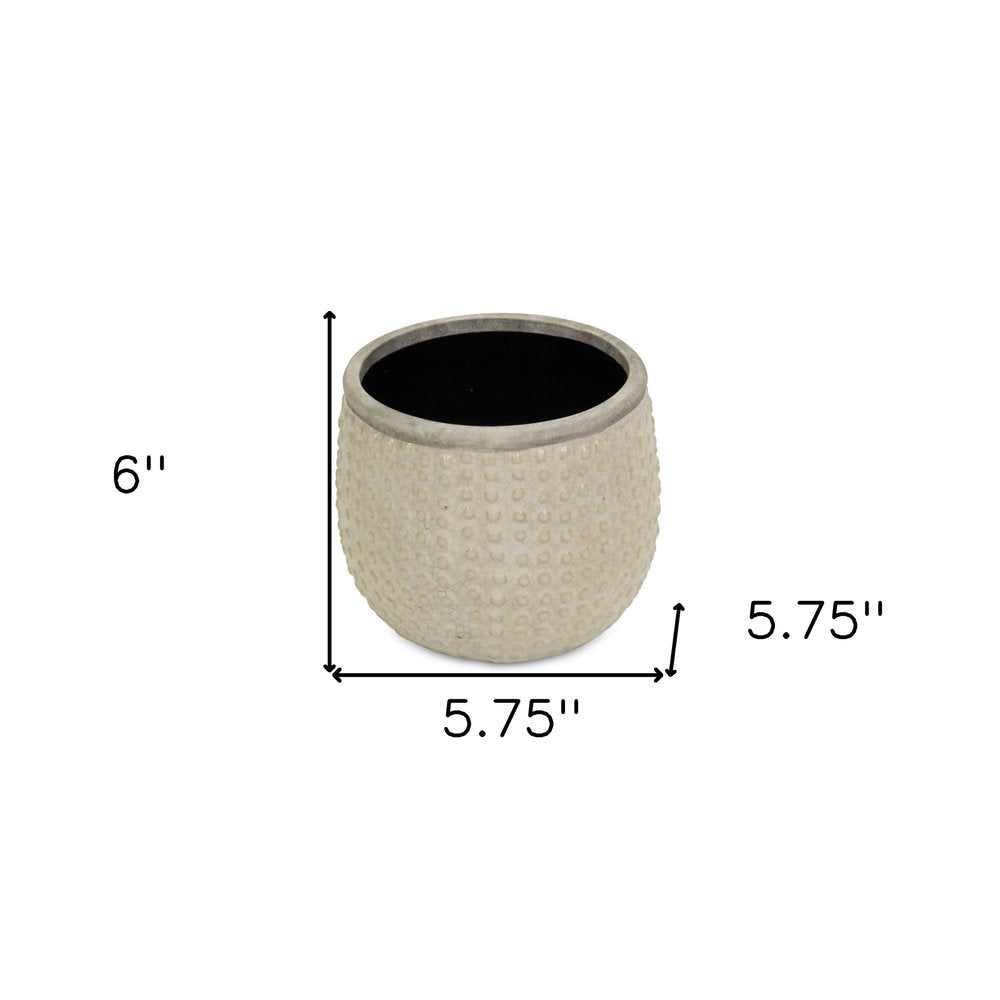 Beige Dot Ceramic Indoor Outdoor Round Pot Planter - 6-inch