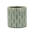 Green Geometric Ceramic Indoor Outdoor Round Pot Planter - 6-inch