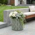 Green Geometric Ceramic Indoor Outdoor Round Pot Planter - 6-inch