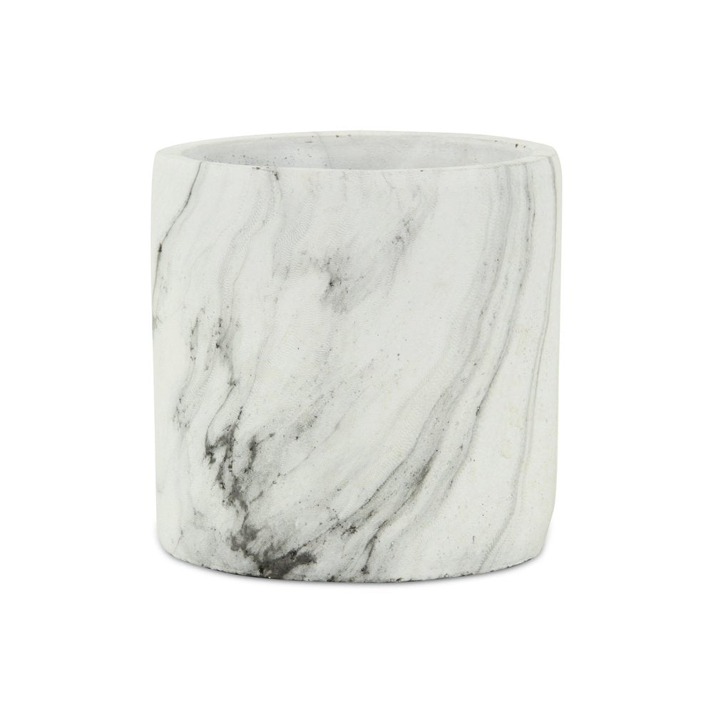 White and Gray Marbleized Ceramic Indoor Outdoor Round Pot Planter - 6-inch