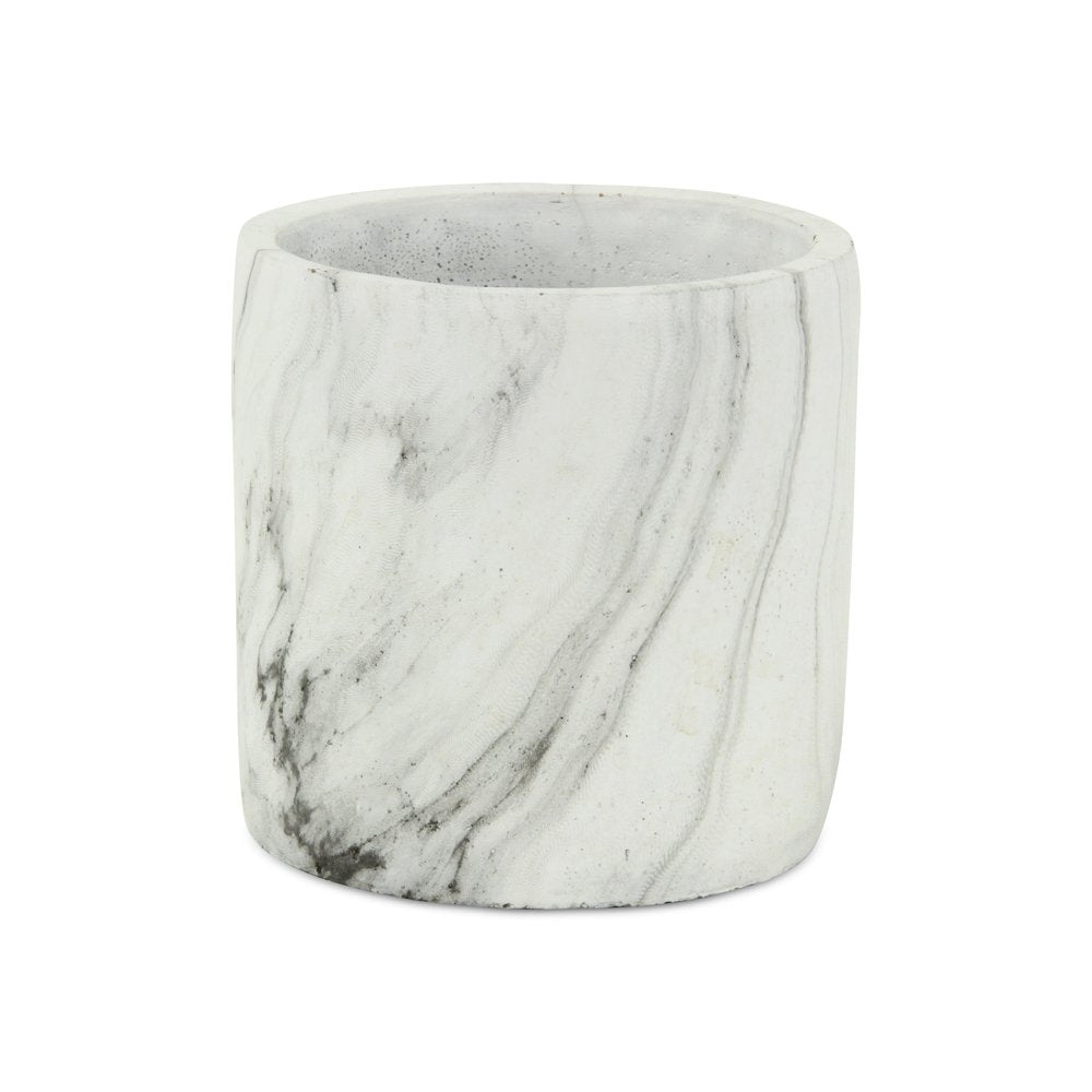 White and Gray Marbleized Ceramic Indoor Outdoor Round Pot Planter - 6-inch
