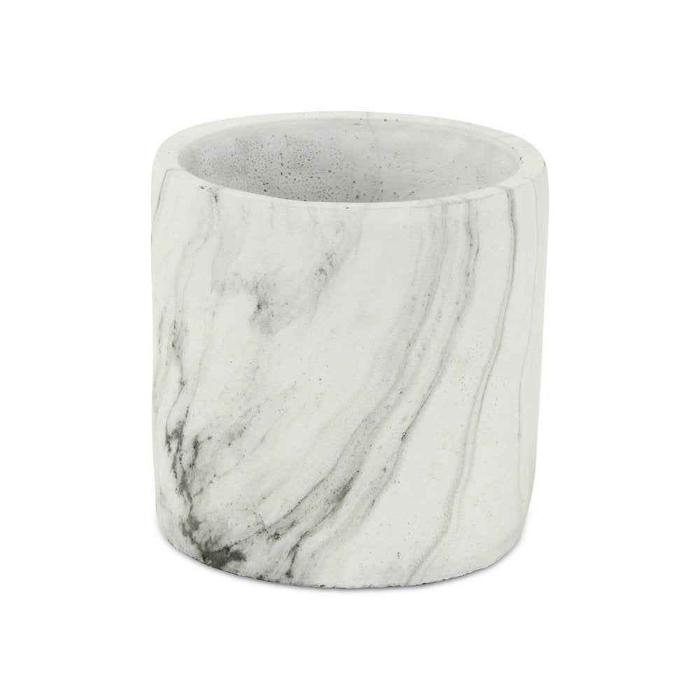 White and Gray Marbleized Ceramic Indoor Outdoor Round Pot Planter - 6-inch