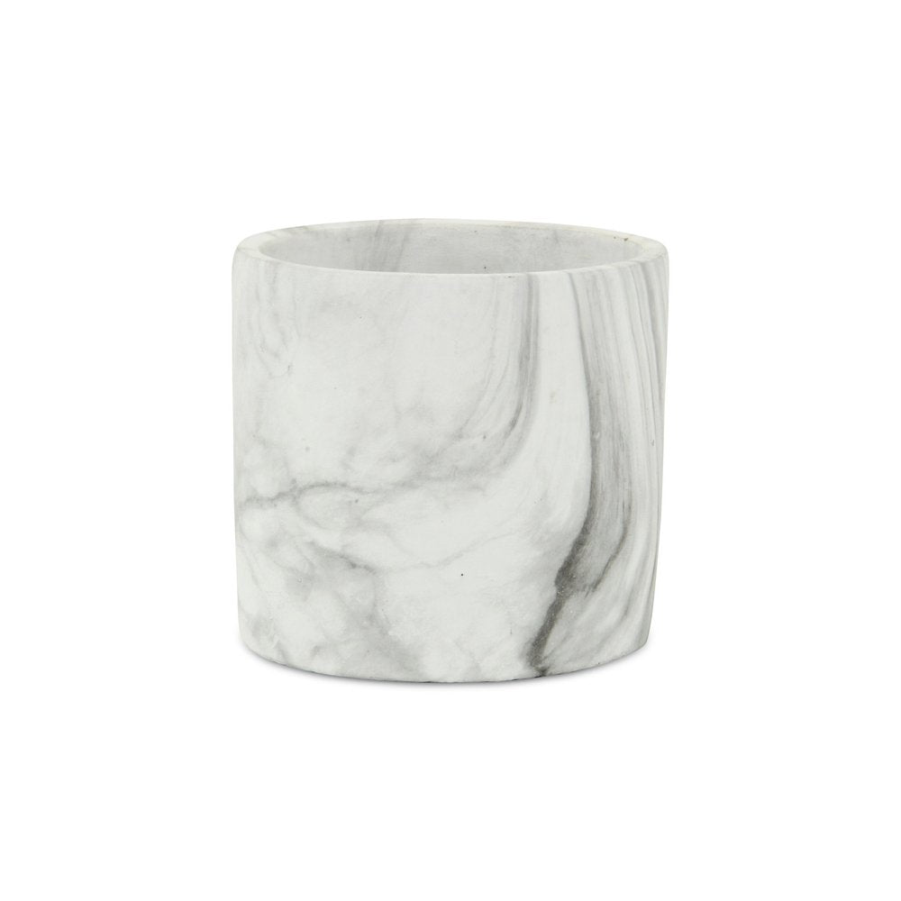 White and Gray Marbleized Ceramic Indoor Outdoor Round Pot Planter - 6-inch
