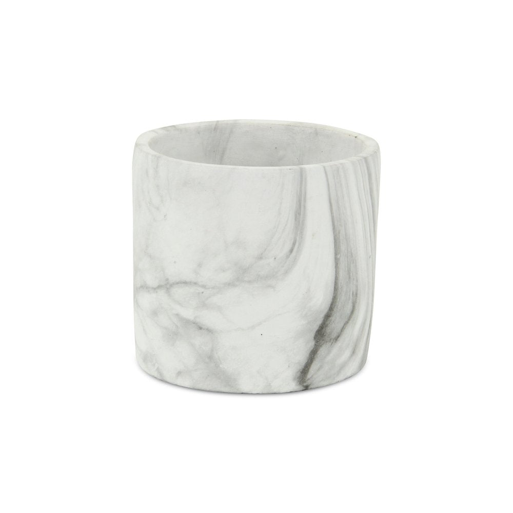 White and Gray Marbleized Ceramic Indoor Outdoor Round Pot Planter - 6-inch