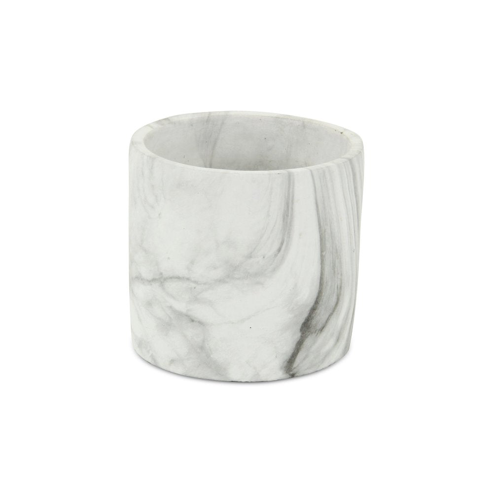 White and Gray Marbleized Ceramic Indoor Outdoor Round Pot Planter - 6-inch