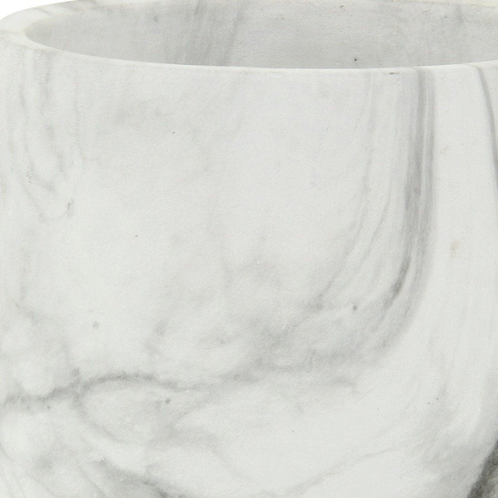 White and Gray Marbleized Ceramic Indoor Outdoor Round Pot Planter - 6-inch