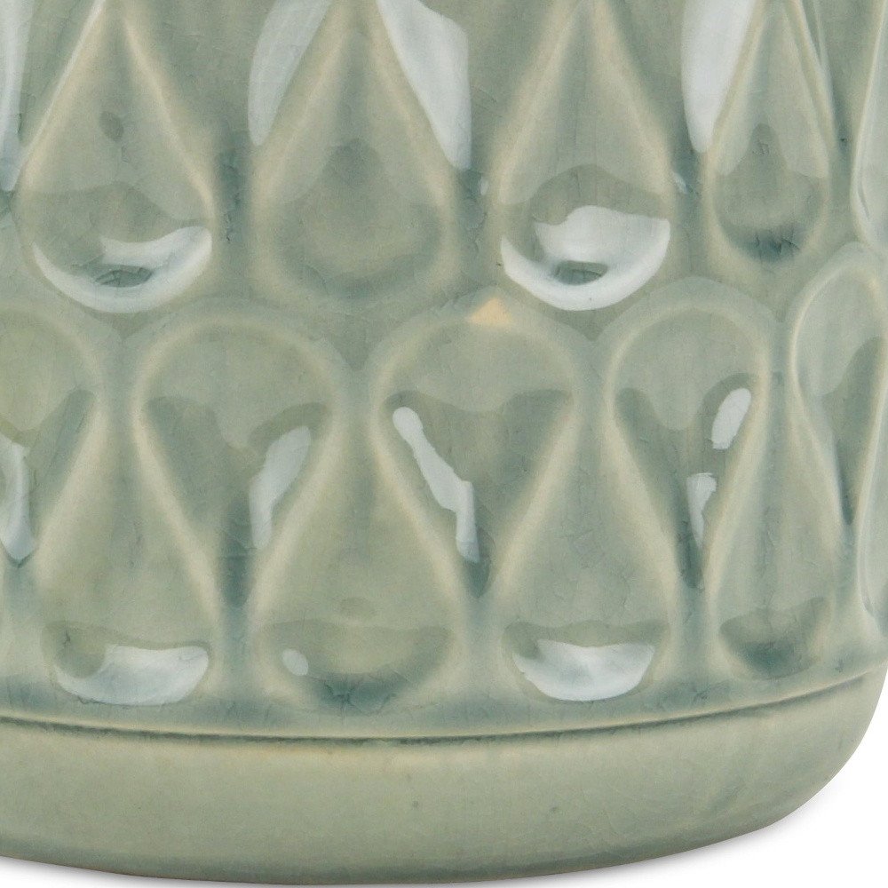 Green Geometric Ceramic Indoor Outdoor Round Pot Planter - 7-inch