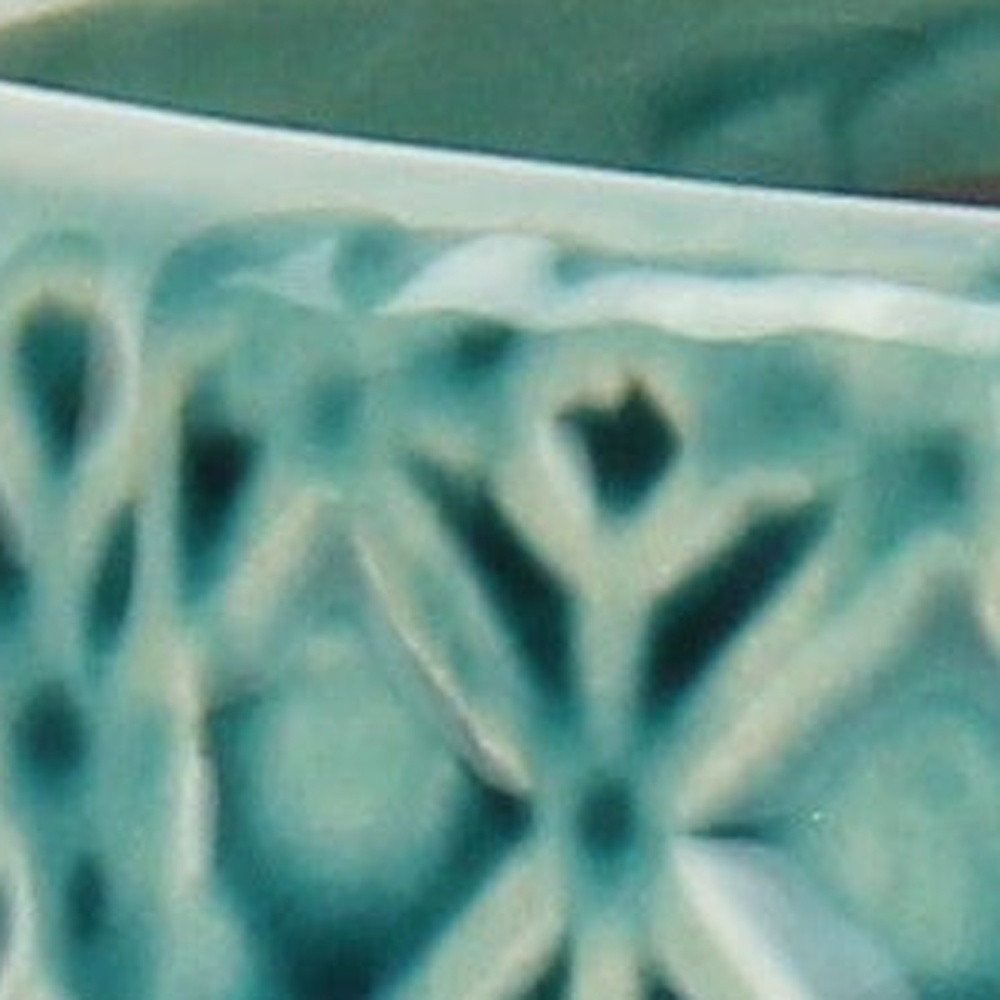 Turquoise Geometric Ceramic Indoor Outdoor Round Pot Planter - 6-inch
