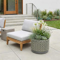 Gray Geometric Ceramic Indoor Outdoor Round Pot Planter - 7-inch