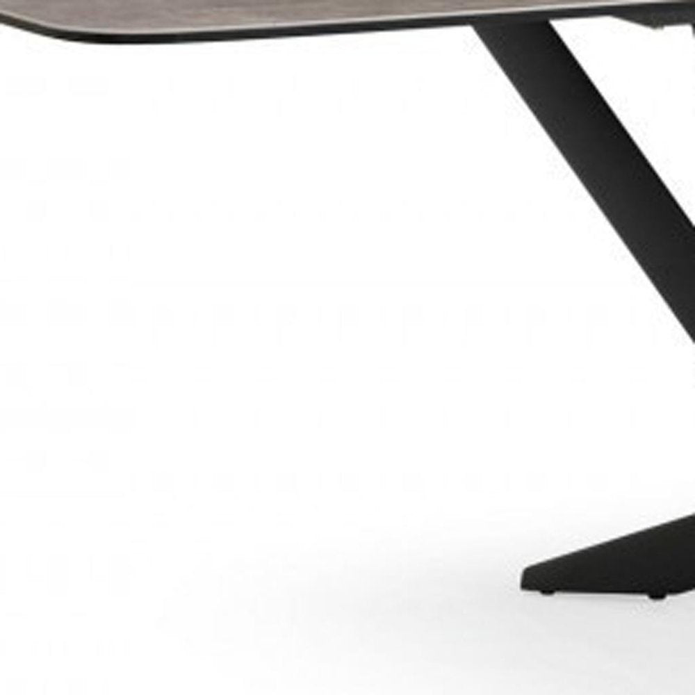 Gray and Black Ceramic and Metal Trestle Base Dining Table - 118-inch