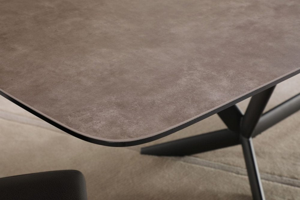 Gray and Black Ceramic and Metal Trestle Base Dining Table - 118-inch
