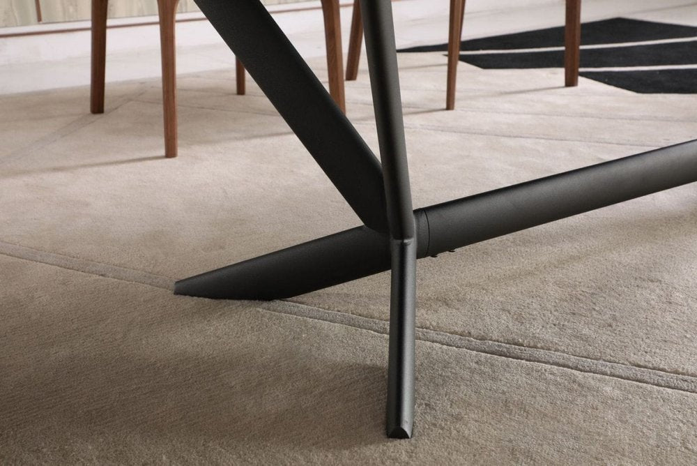 Gray and Black Ceramic and Metal Trestle Base Dining Table - 118-inch
