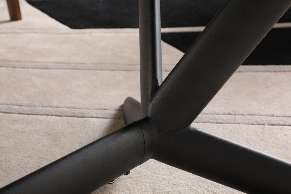 Gray and Black Ceramic and Metal Trestle Base Dining Table - 118-inch