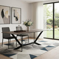 Gray and Black Ceramic and Metal Trestle Base Dining Table - 118-inch