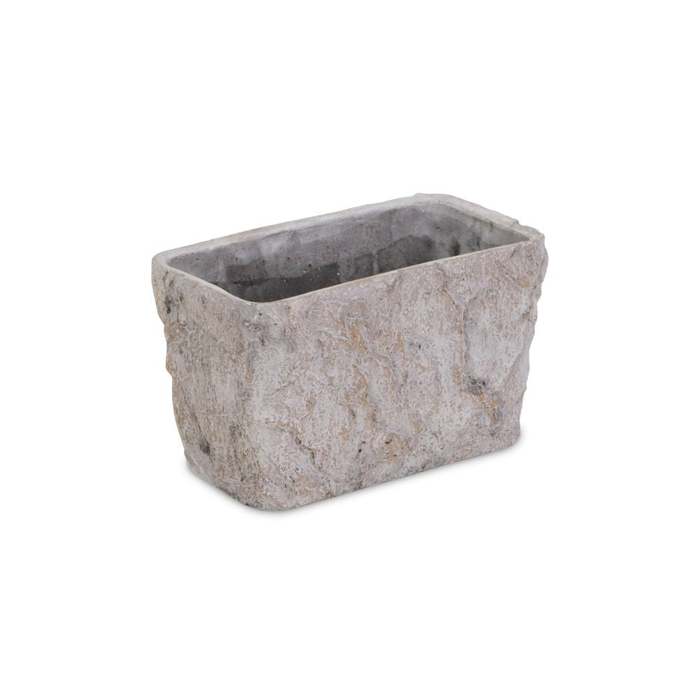 Gray Speckle Glaze Cement Indoor Outdoor Rectangular Pot Planter - 9-inch
