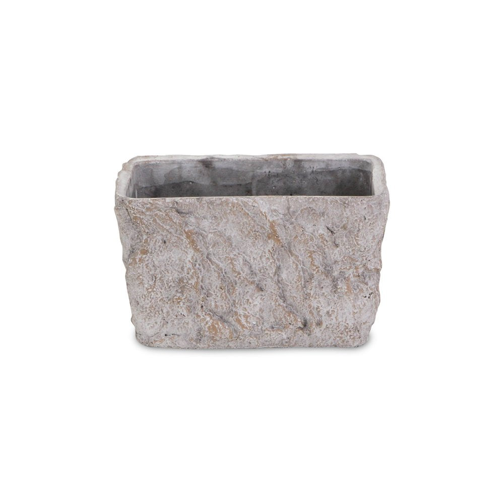 Gray Speckle Glaze Cement Indoor Outdoor Rectangular Pot Planter - 9-inch