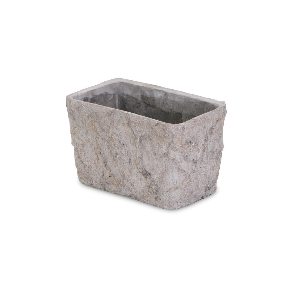 Gray Speckle Glaze Cement Indoor Outdoor Rectangular Pot Planter - 9-inch