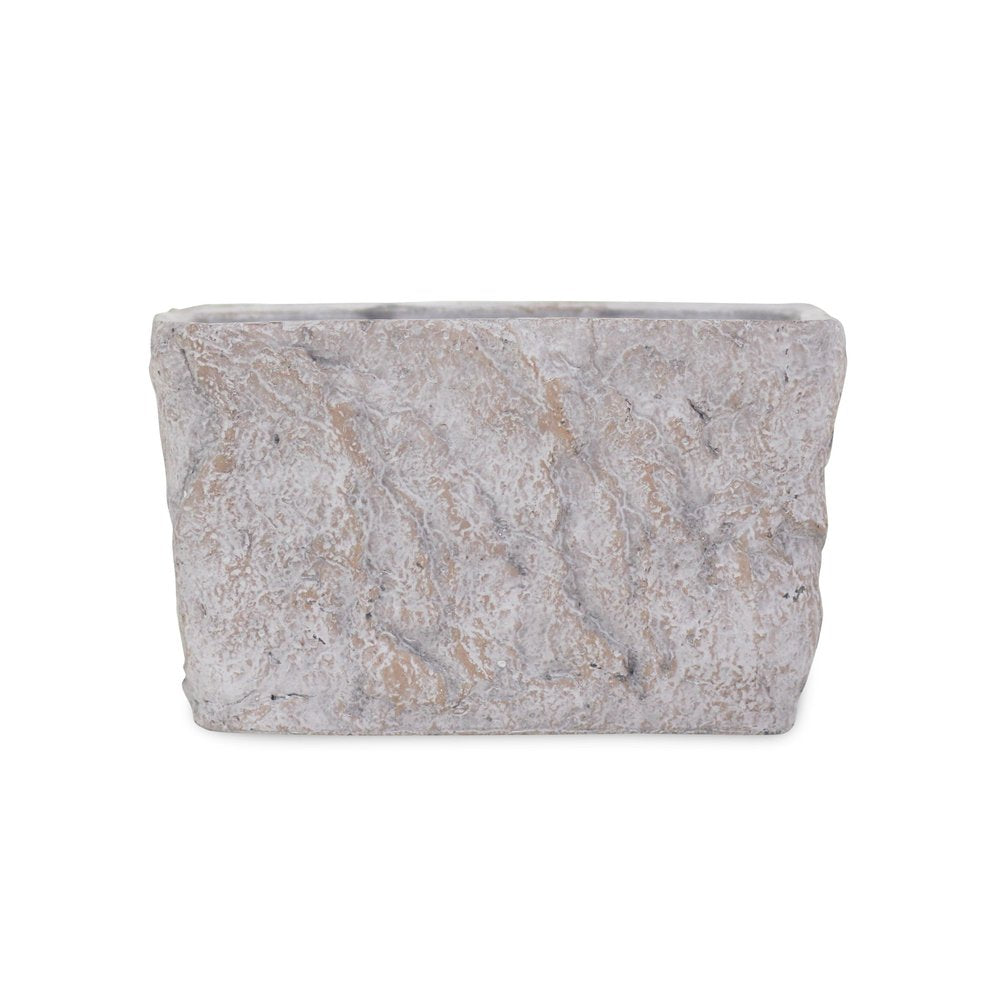Gray Speckle Glaze Cement Indoor Outdoor Rectangular Pot Planter - 9-inch