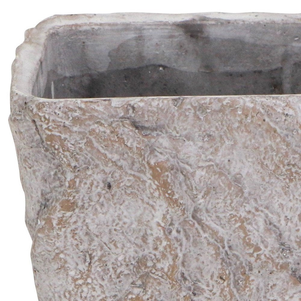 Gray Speckle Glaze Cement Indoor Outdoor Rectangular Pot Planter - 9-inch