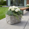 Gray Speckle Glaze Cement Indoor Outdoor Rectangular Pot Planter - 9-inch