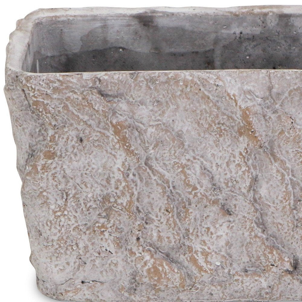 Gray Speckle Glaze Cement Indoor Outdoor Rectangular Pot Planter - 9-inch